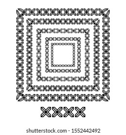 cross brush patterns in a square line black shape design vector graphic round frames with fully editable stroke width