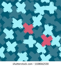cross brush symbol vintage tropical blue colour abstract pattern seamless