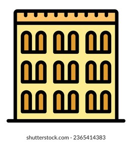 Cross building icon outline vector. Pointer landmark. Pub emblem color flat