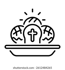 Cross buns plate icon in linear style 