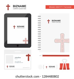 Cross  Business Logo, Tab App, Diary PVC Employee Card and USB Brand Stationary Package Design Vector Template