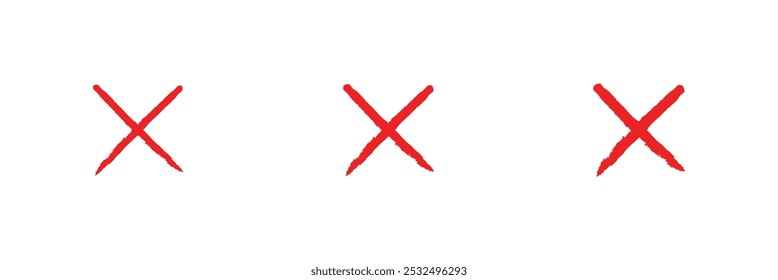 Design vetorial de botão cruzado. Conjunto de ícones de marca de cruz vermelha e preta. Marca de cruz.