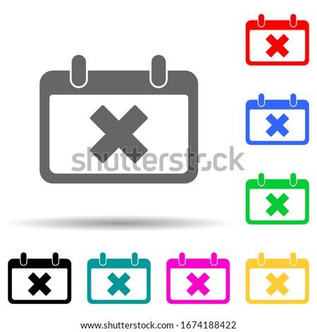 cross in calendar multi color style icon. Simple thin line, outline vector of web icons for ui and ux, website or mobile application