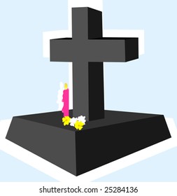 cross and candle in colour	