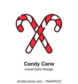 Cross Candy Cane Lineal Color Vector Illustration