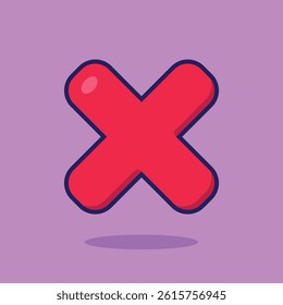 Cross Cartoon Illustration. Vector Icon Flat Cartoon Style. Cheerful Colors. Bold Outline.