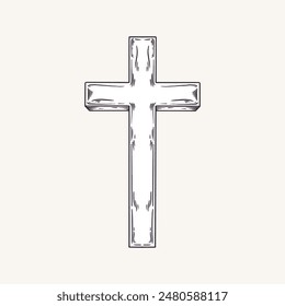 Cross, Catholic, Latin. Vector illustration. Tombstone. Religion sign. Holy Spirit. Silhouette in cartoon, flat style. Baptism