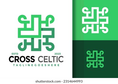 Cross and celtic medical logo vector icon illustration