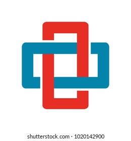 Cross Chain Box Abstract Corporate Symbol Vector Illustration Graphic Design