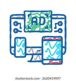cross channel retargeting doodle icon sketch vector. cross channel retargeting sign. isolated symbol illustration