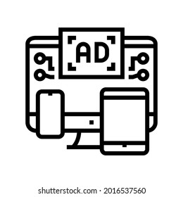 Cross Channel Retargeting Line Icon Vector. Cross Channel Retargeting Sign. Isolated Contour Symbol Black Illustration