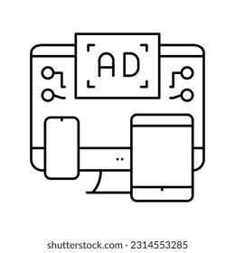 cross channel retargeting line icon vector. cross channel retargeting sign. isolated contour symbol black illustration