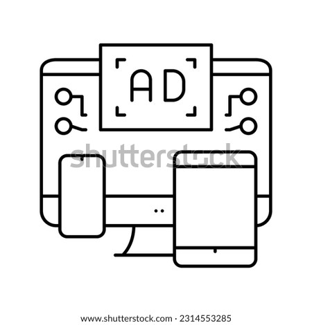 cross channel retargeting line icon vector. cross channel retargeting sign. isolated contour symbol black illustration