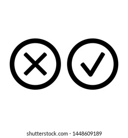 Cross and Check Icon Vector Design Symbol Illustration