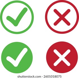 Cross and Check Icon Vector Design Symbol Illustration