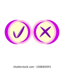 cross and check icon, vector illustration, white background