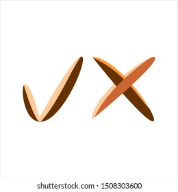 cross and check icon, vector illustration, white background