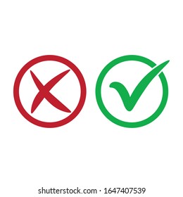 Cross and check mark in circles vector icon.