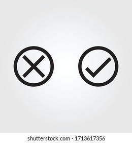 Vector de diseño de iconos de marca cruzada y de marca de verificación para uso múltiple 
