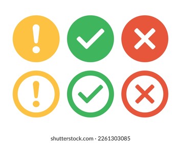 Cross and check mark icon in flat style. Checkmark right vector illustration on isolated background. Tick and cross sign business concept.