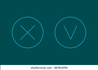 Cross and a check mark icon with stylish  design lines