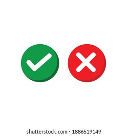 Cross and check mark icon symbol set