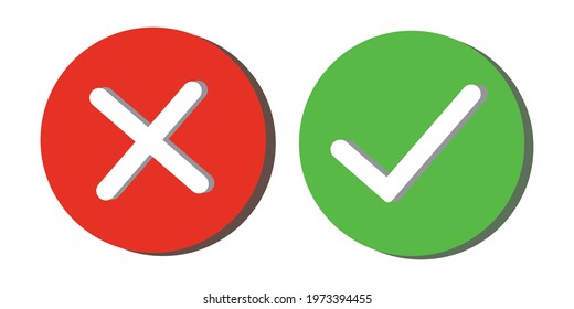 Cross and check mark icon symbol set. vector illustration.