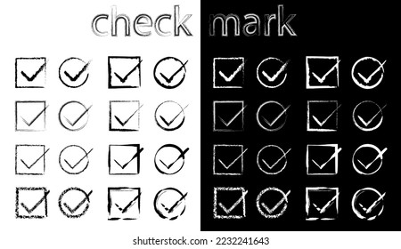 Marcar y marcar el conjunto de símbolos de icono. Diferentes signos de comprobación. Botones de validación. Vector disponible. Correcto Vector incorrecto derecho incorrecto.