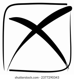 Cross Check mark icon,incorrect or no sign, Hand drawing vector Illustration design