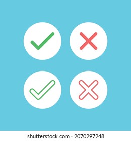 cross check mark icons can be used as website, social media interface buttons vector illustration on blue background 
