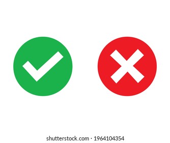 Cross check mark icons, flat round buttons set. Vector EPS10