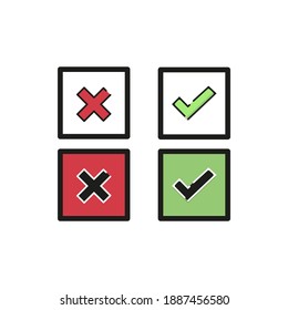 Cross and check mark illustration. Vector