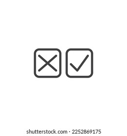 Cross check mark line icon. Checkmark and checkbox linear style sign for mobile concept and web design. Reject and allow outline vector icon. Symbol, logo illustration. Vector graphics