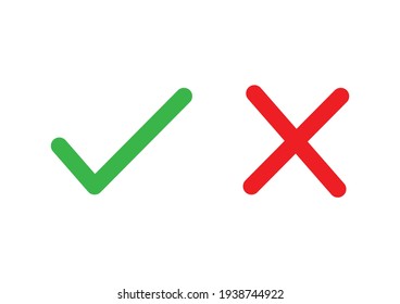 Cross and check mark simple line icon vector illustration