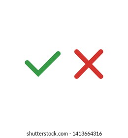 Cross and Check mark symbol icon vector illustration