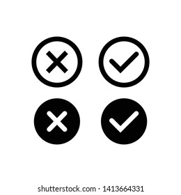 Cross and Check mark symbol icon vector illustration