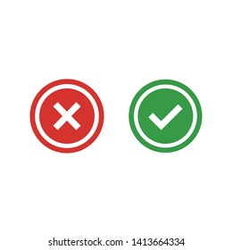 Cross and Check mark symbol icon vector illustration