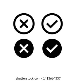 Cross and Check mark symbol icon vector illustration