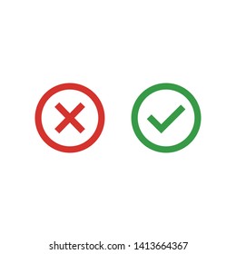 Cross And Check Mark Symbol Icon Vector Illustration