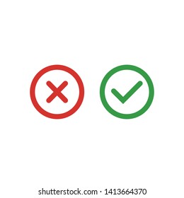 Cross and Check mark symbol icon vector illustration