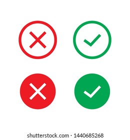 Cross and Check mark symbol icon vector design template
