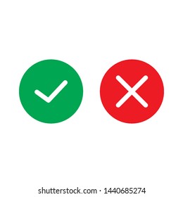 Cross and Check mark symbol icon vector design template