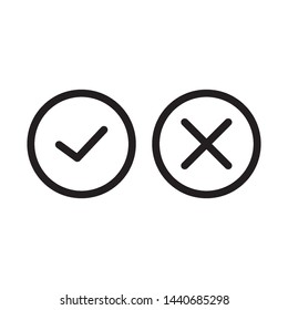 Plantilla de diseño vectorial de icono de símbolo de marca cruzada y de marca de verificación