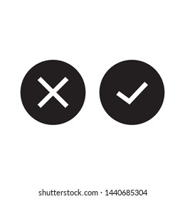 Cross and Check mark symbol icon vector design template