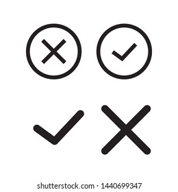 Cross and Check mark symbol icon vector design template