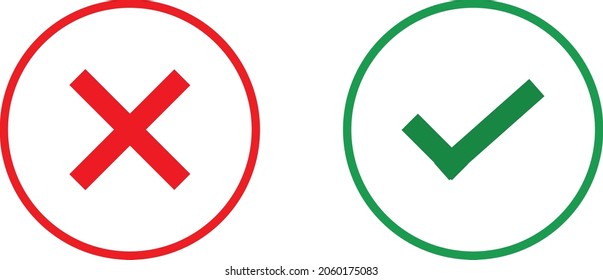 Cross and Check mark symbol icon vector illustration eps 10