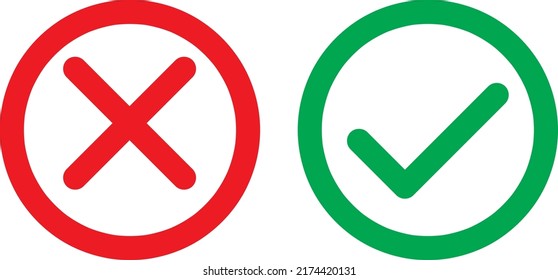 Icono de símbolo de marca cruzada y verificación ilustración vectorial en fondo blanco..eps
