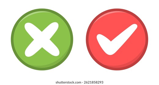Cross and check mark symbol set