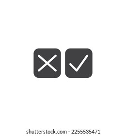 Cross check mark vector icon. Checkmark and checkbox filled flat sign for mobile concept and web design. Reject and allow glyph icon. Symbol, logo illustration. Vector graphics