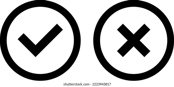cross and check mark, vector icons